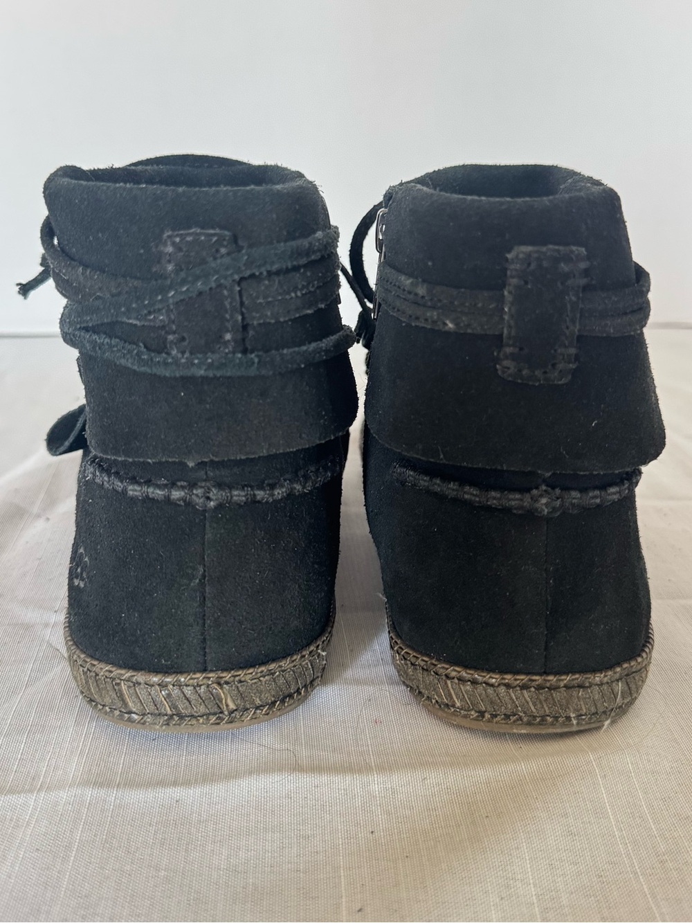 UGG Reid Moc Black Suede Zip Ankle Boots Women's Size 8 - Picture 7 of 10